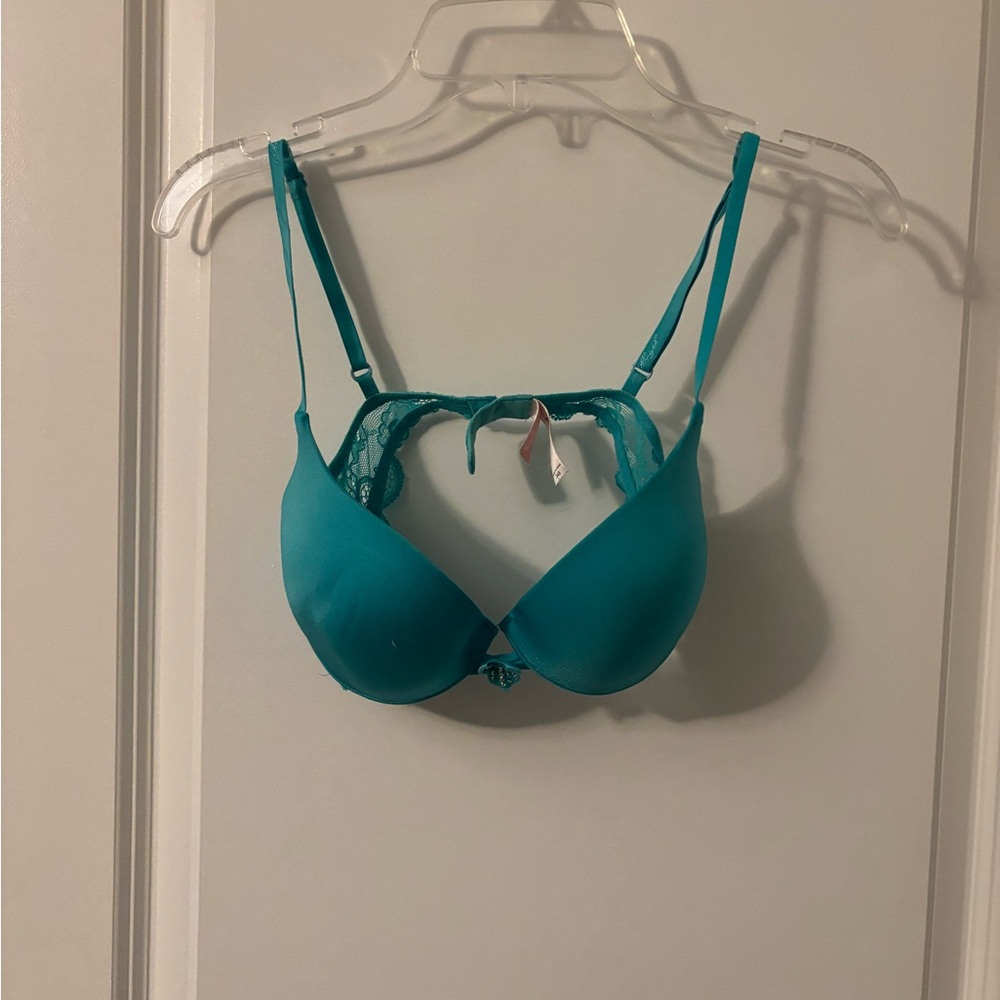Victoria's Secret Dream Angels Blue/Green Lace Push Up Bra, Sz 34B